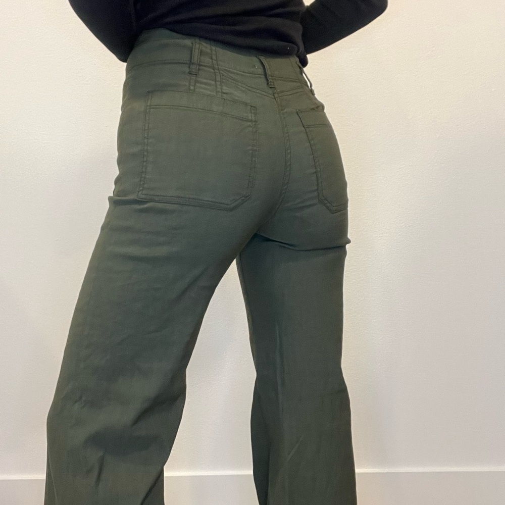 Anthropologie Olive Green Flare Pants - Picture 7 of 7